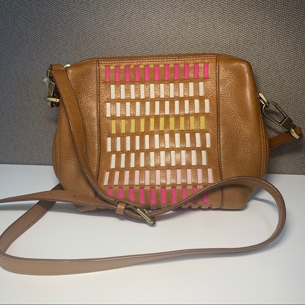 Fossil Crossbody Leather with Color Leather Weave